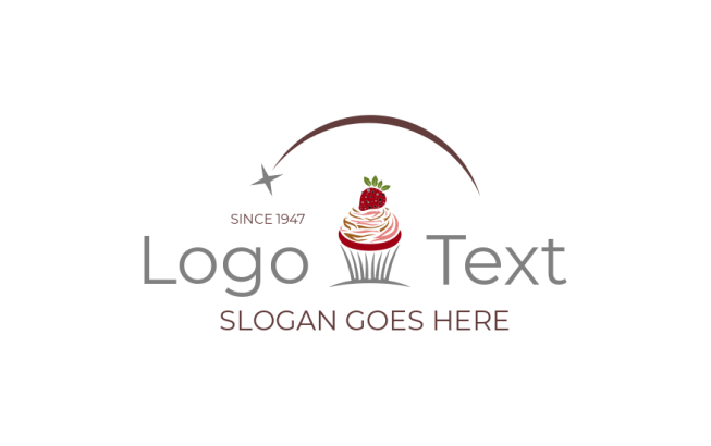 restaurant logo icon cupcake under arc