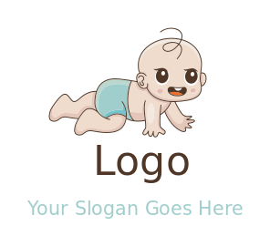 generate a childcare logo of cute baby crawling