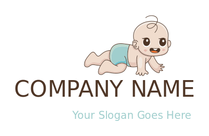 generate a childcare logo of cute baby crawling