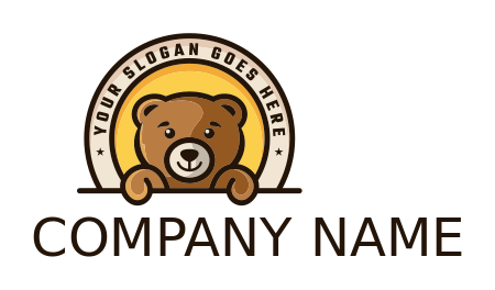 childcare logo cute bear in circular lines