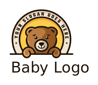 childcare logo cute bear in circular lines