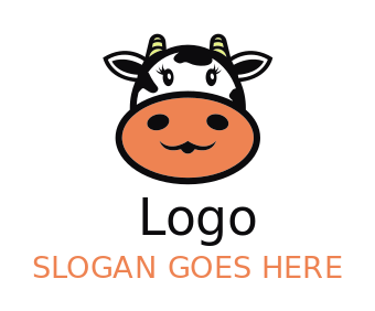 animal logo cute cow with orange mouth