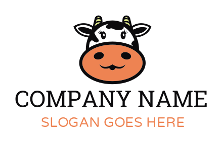 animal logo cute cow with orange mouth