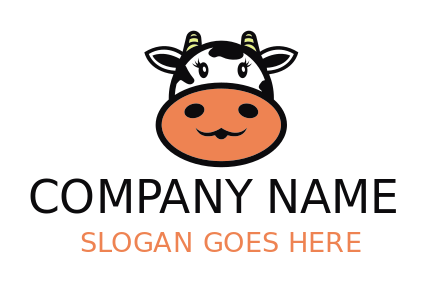 animal logo cute cow with orange mouth