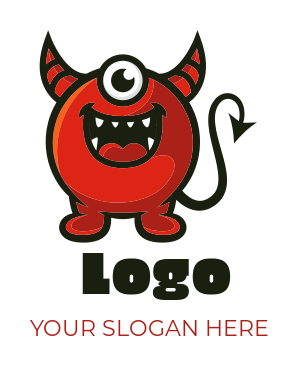 cute devil cartoon with one eye | Logo Template by 