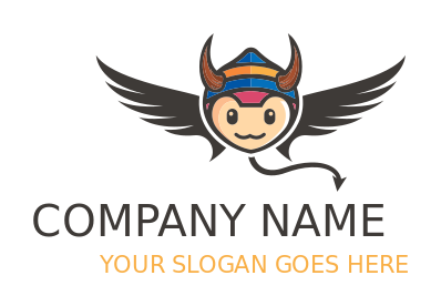 games logo cute devil with wings and horn