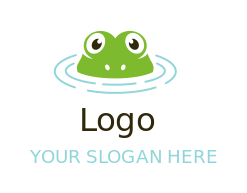 animal logo icon cute frog submerged in water