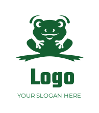 animal logo negative space forelegs on cute frog