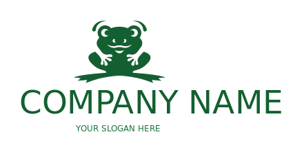 animal logo negative space forelegs on cute frog