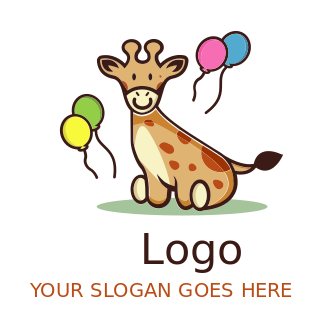 childcare logo giraffe stuffed toy with balloons