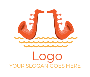 jazz music logo online saxophones on waves