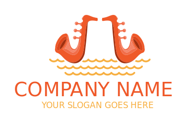 jazz music logo online saxophones on waves