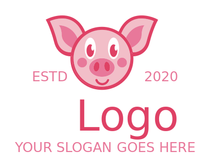 animal logo maker smiling pink piggy face 