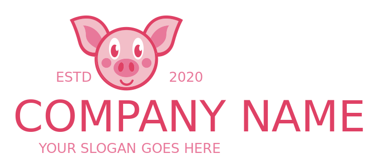 animal logo maker smiling pink piggy face 