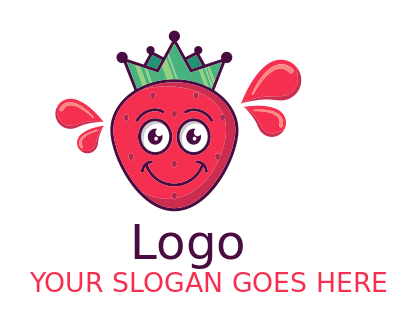 food logo online cute strawberry with crown