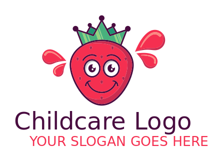 food logo online cute strawberry with crown