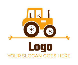 farm machinery logo icon cute tractor with wheels