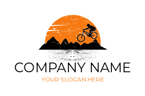 sports logo cyclist off-roading on mountain