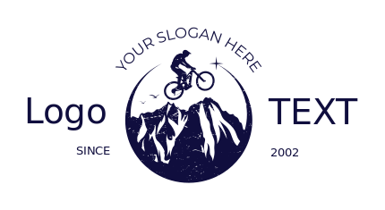 sports logo cyclist riding bike on mountains
