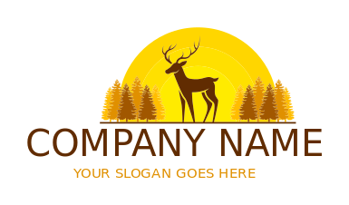 animal logo symbol deer between trees