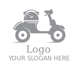fast food logo delivery bike with alarm clock