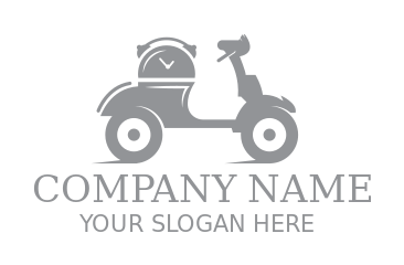 fast food logo delivery bike with alarm clock