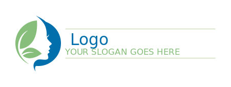 Dermatologist logo girl side profile with leaves