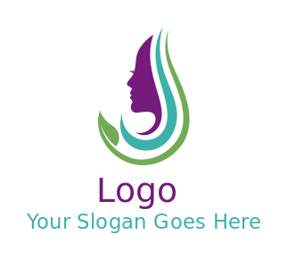 medical logo girl with swooshes leaf hair