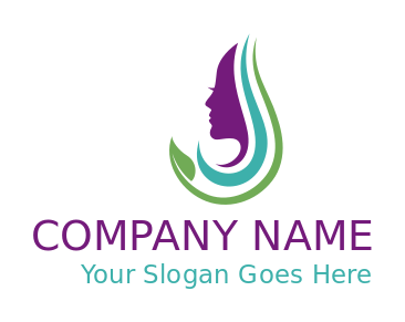 medical logo girl with swooshes leaf hair