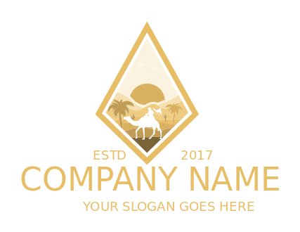 travel logo desert landscape with camel rider