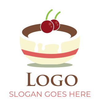 food logo maker desert with cherries in bowl