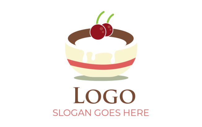 food logo maker desert with cherries in bowl