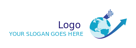 create a marketing logo arrow globe and pixels 