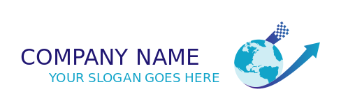 create a marketing logo arrow globe and pixels 