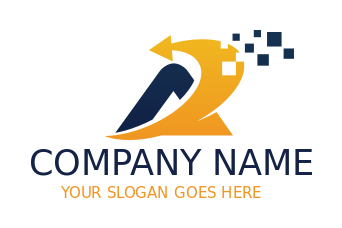 Letter A logo digital arrow letter A