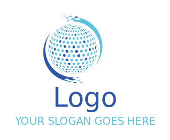 IT logo of digital globe with pixels swooshes