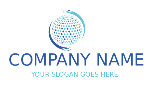 IT logo of digital globe with pixels swooshes