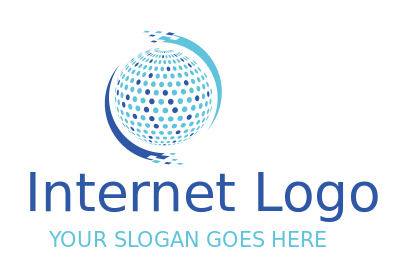 IT logo of digital globe with pixels swooshes