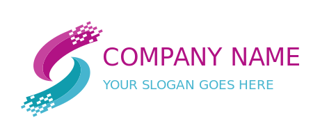 create an IT logo digital swooshes with pixels