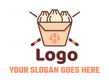 restaurant logo dim sum in take away box