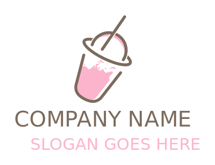 food logo straw in disposable glass with juice