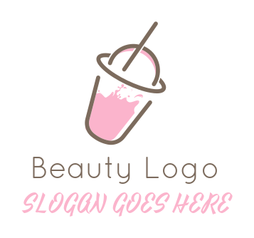 food logo straw in disposable glass with juice