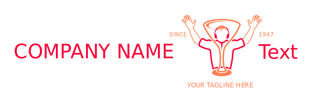 create a dj logo hands up with wine glass