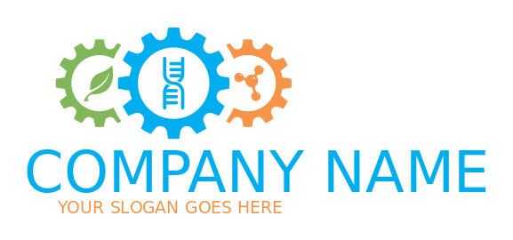 medical logo DNA leaf and chemical bond in gear