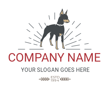 pet logo maker doberman dog with rays