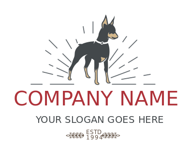 pet logo maker doberman dog with rays