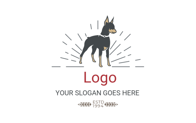 doberman dog icon with rays 