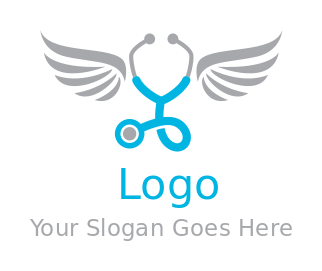 medical logo abstract stethoscope forming wings 