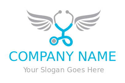 medical logo abstract stethoscope forming wings 