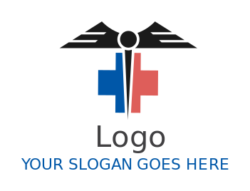 medical center logo image doctor caduceus with cross